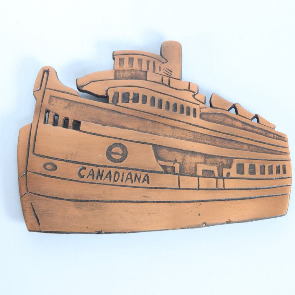 VTG Cast Iron Trivet Wall Hanging Steamer Canadiana Great Lakes Steamship AM&As